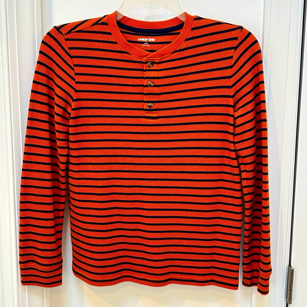 Lands End Orange Thermal Henley